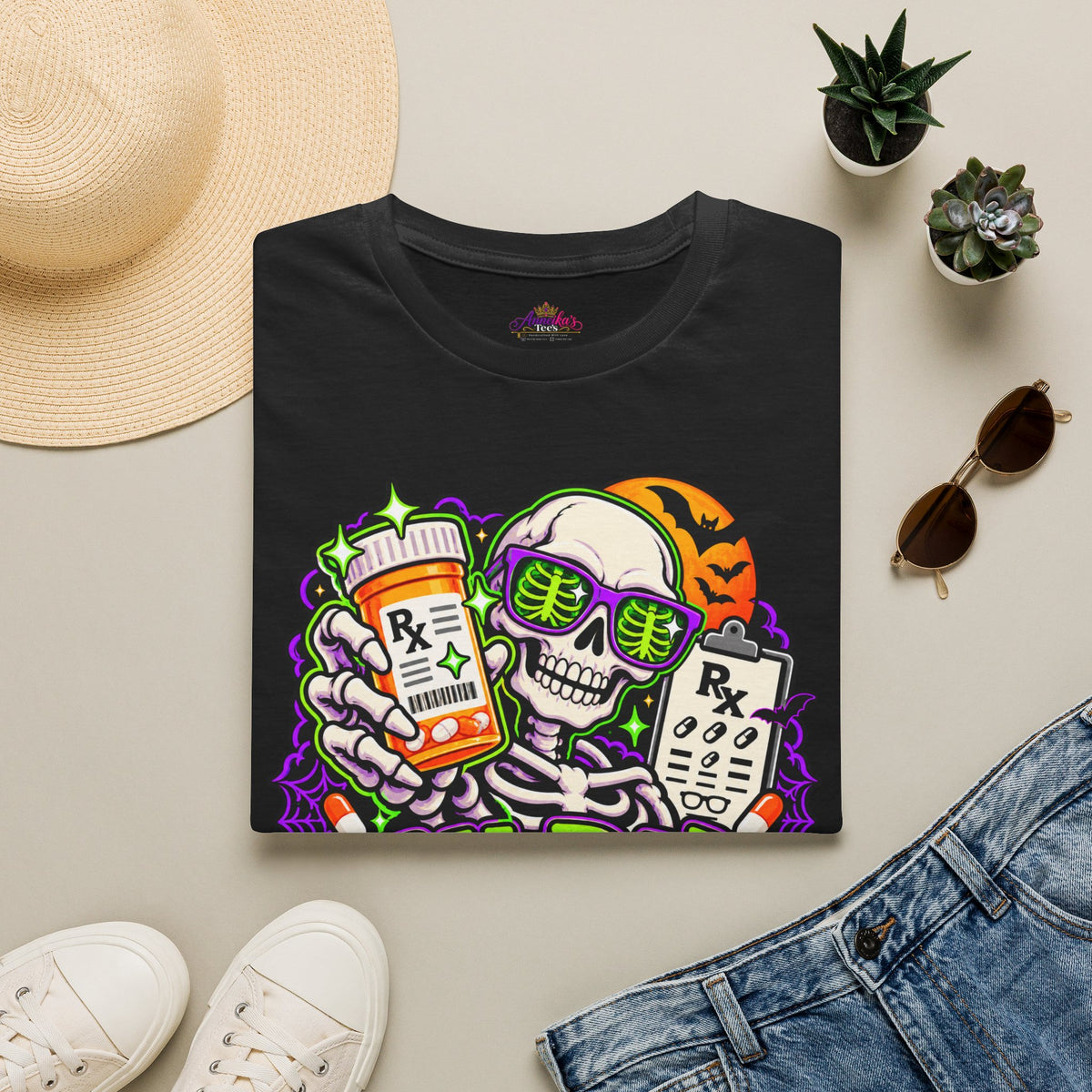 Rx-Ray Vision T-Shirt — Pharmacist Halloween Skull Prescription Tee