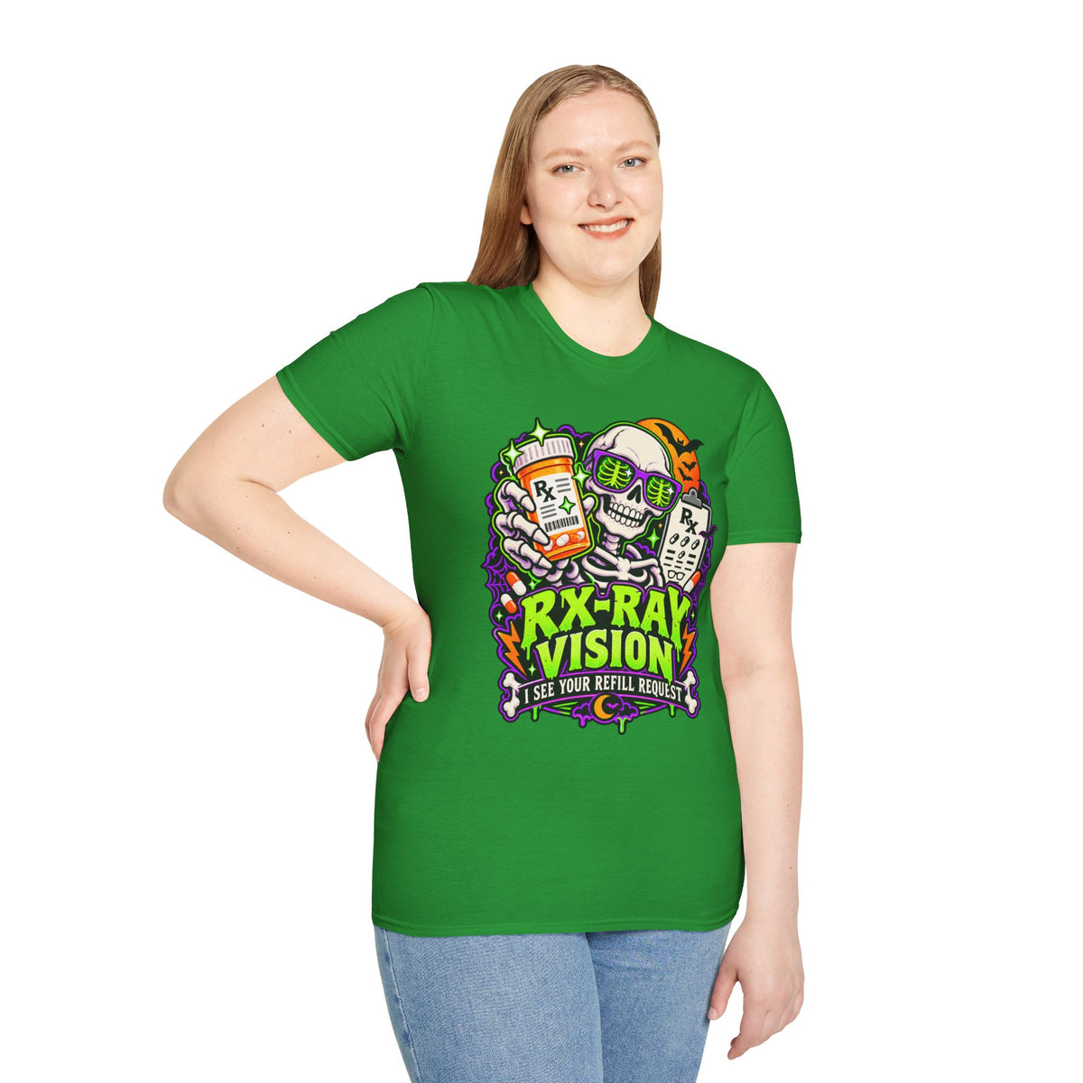 Rx-Ray Vision T-Shirt — Pharmacist Halloween Skull Prescription Tee