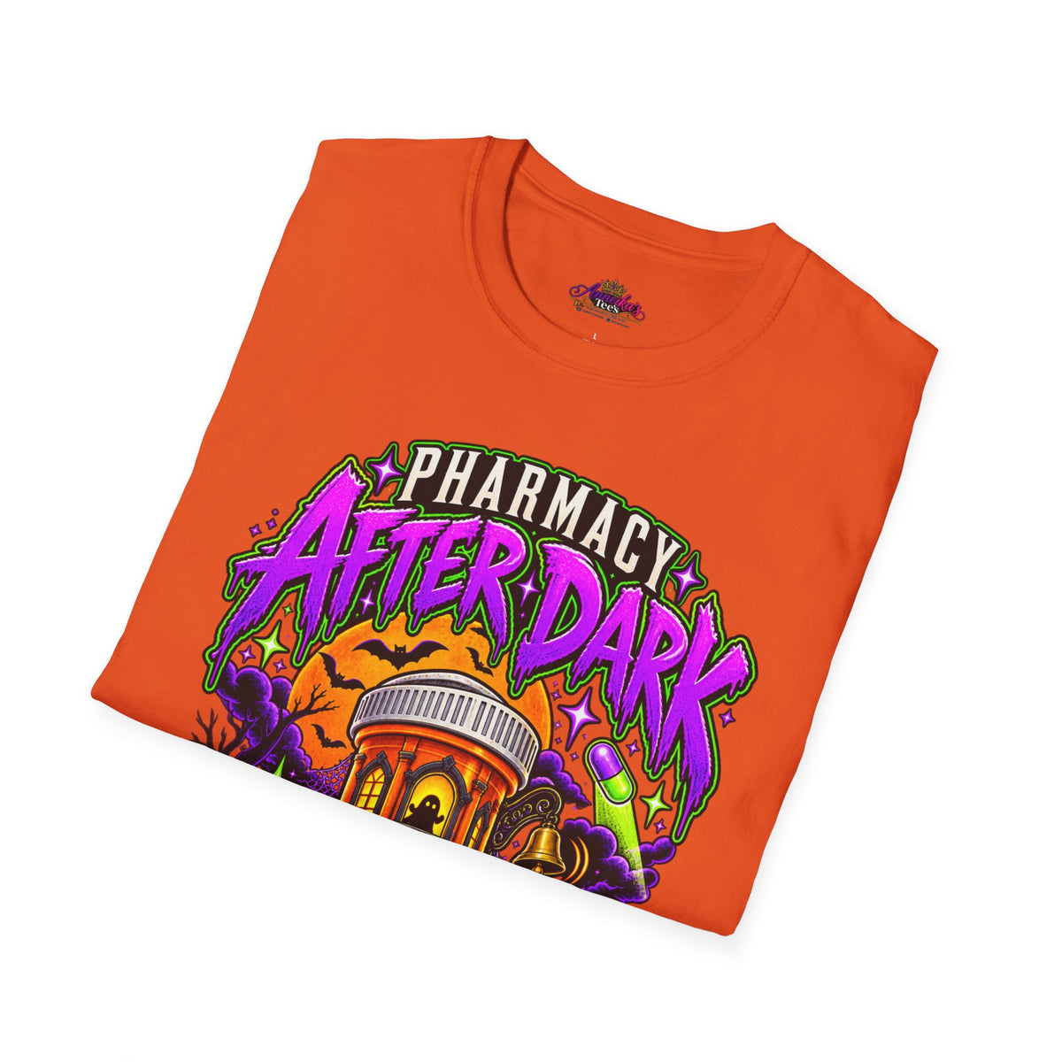 Pharmacy After Dark T-Shirt — 'The Refills Never Sleep' Halloween Pharmacy Tee