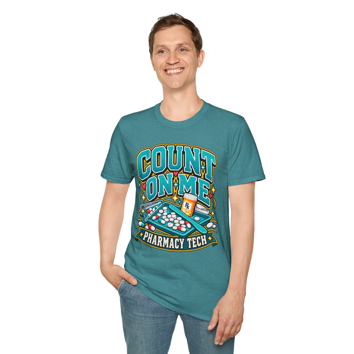 Count On Me Pharmacy Tech T‑Shirt — Funny Pharmacist Technician Shirt