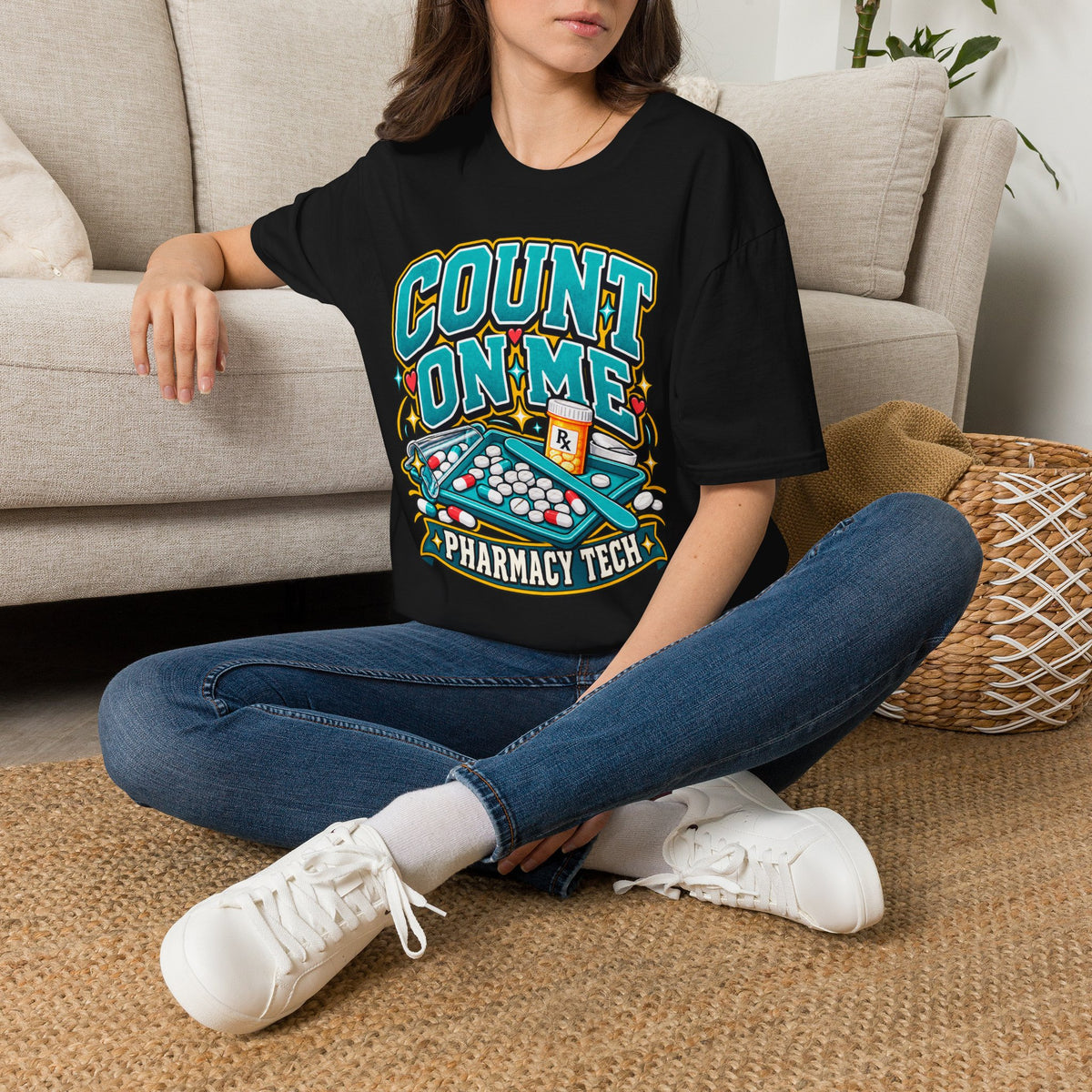 Count On Me Pharmacy Tech T‑Shirt — Funny Pharmacist Technician Shirt