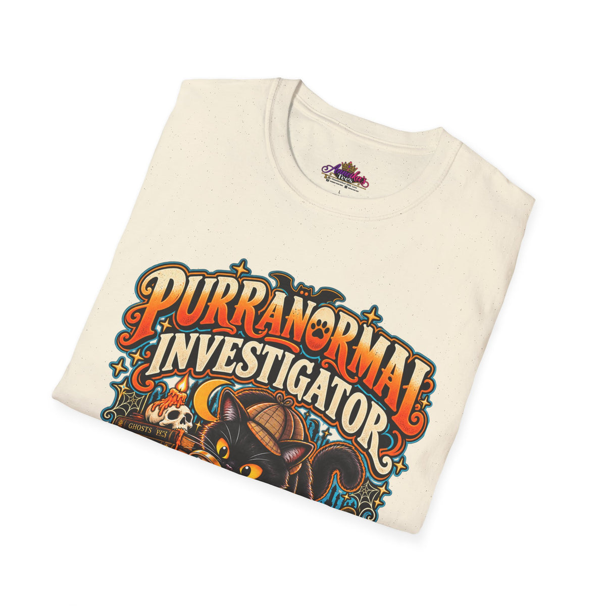 Purranormal Investigator T-Shirt — Funny Halloween Cat Tee (“I Knock Things Over for Evidence”)