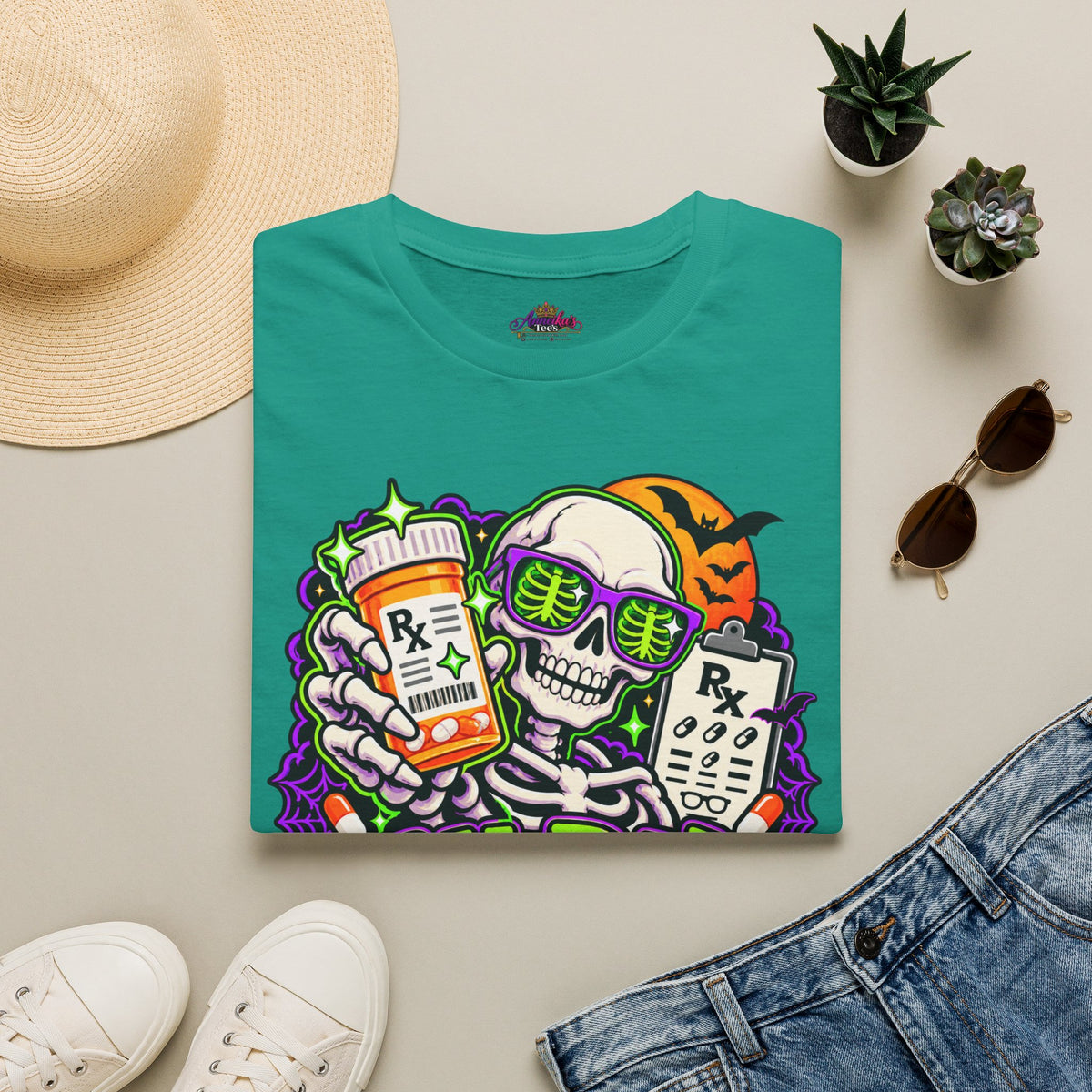 Rx-Ray Vision T-Shirt — Pharmacist Halloween Skull Prescription Tee