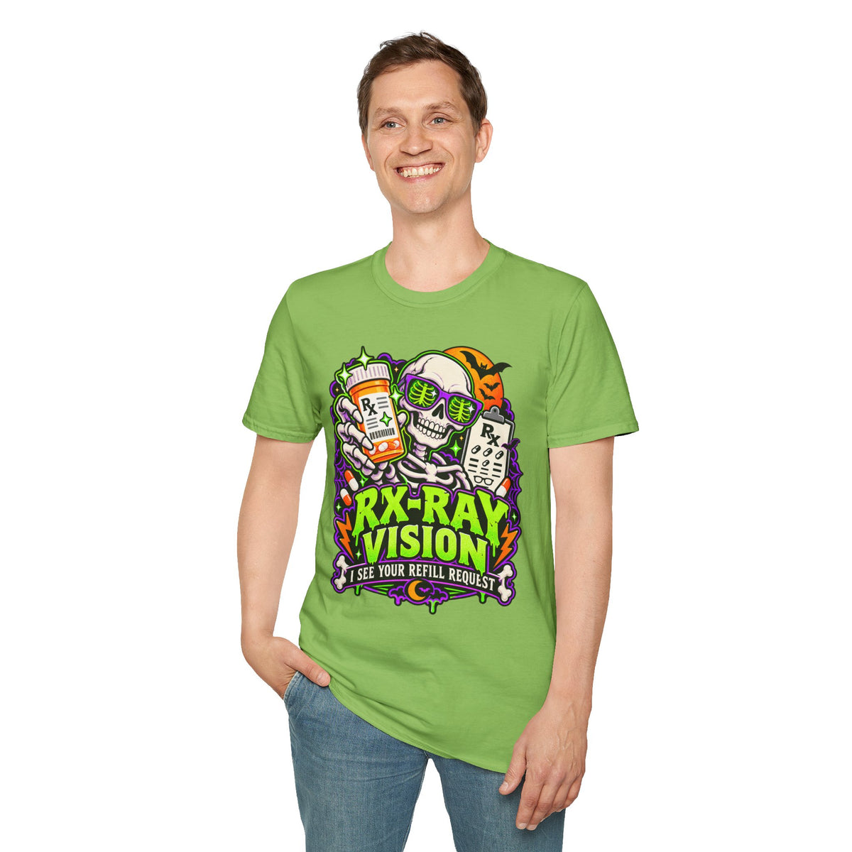 Rx-Ray Vision T-Shirt — Pharmacist Halloween Skull Prescription Tee