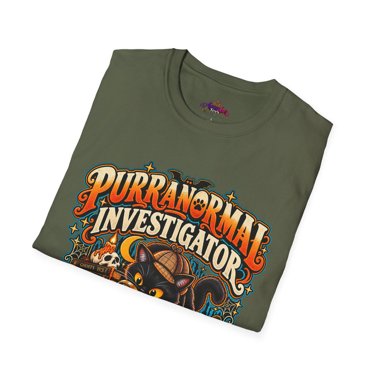 Purranormal Investigator T-Shirt — Funny Halloween Cat Tee (“I Knock Things Over for Evidence”)