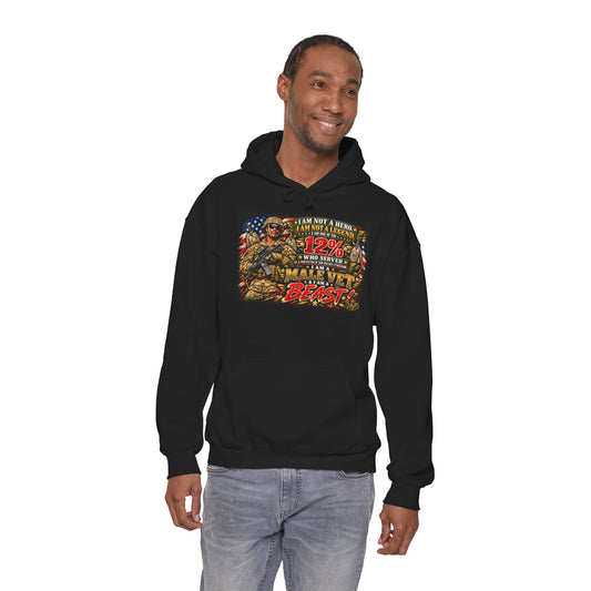 Black Veteran Beast Hoodie – Patriotic Military Graphic Pullover (The 12% Who Served)