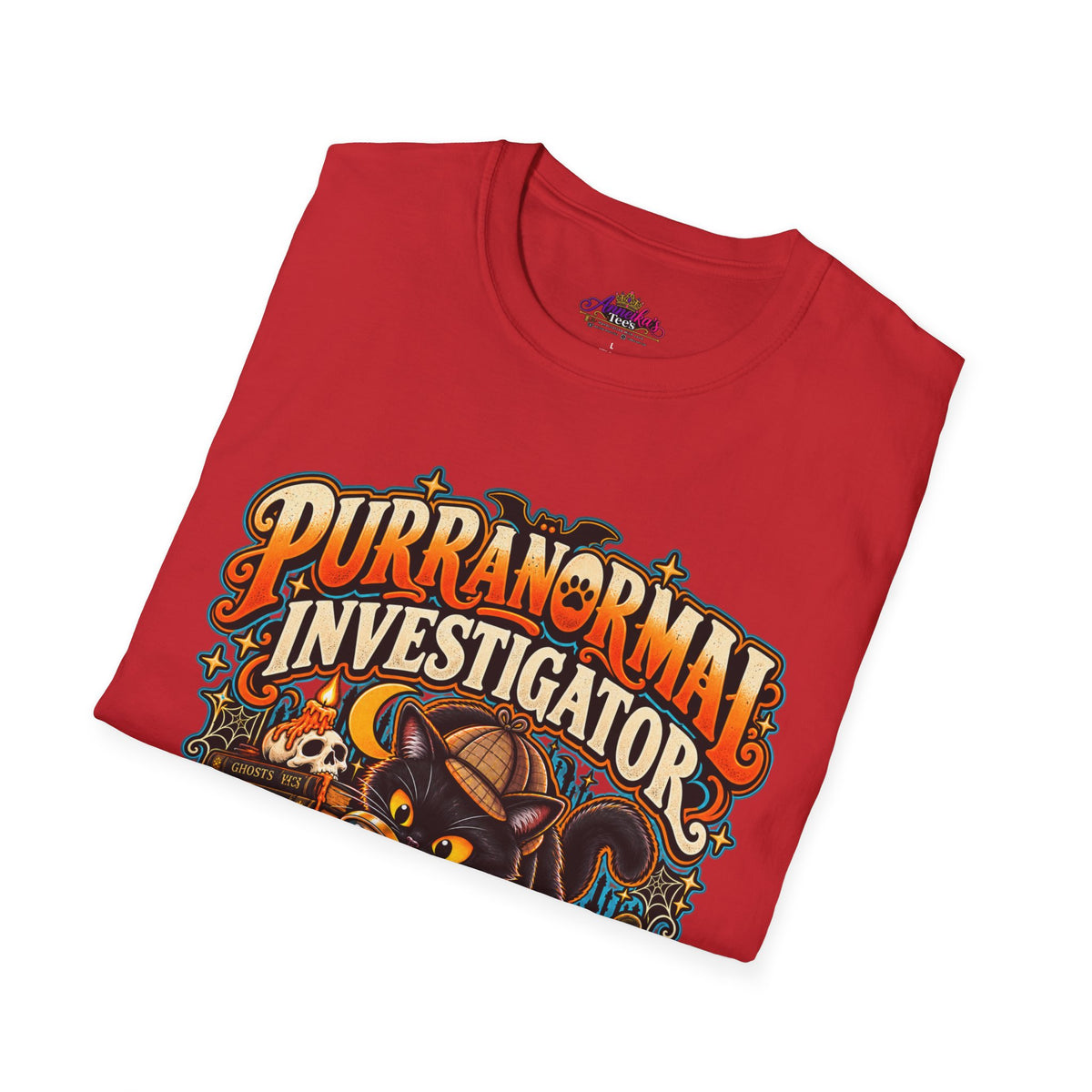 Purranormal Investigator T-Shirt — Funny Halloween Cat Tee (“I Knock Things Over for Evidence”)
