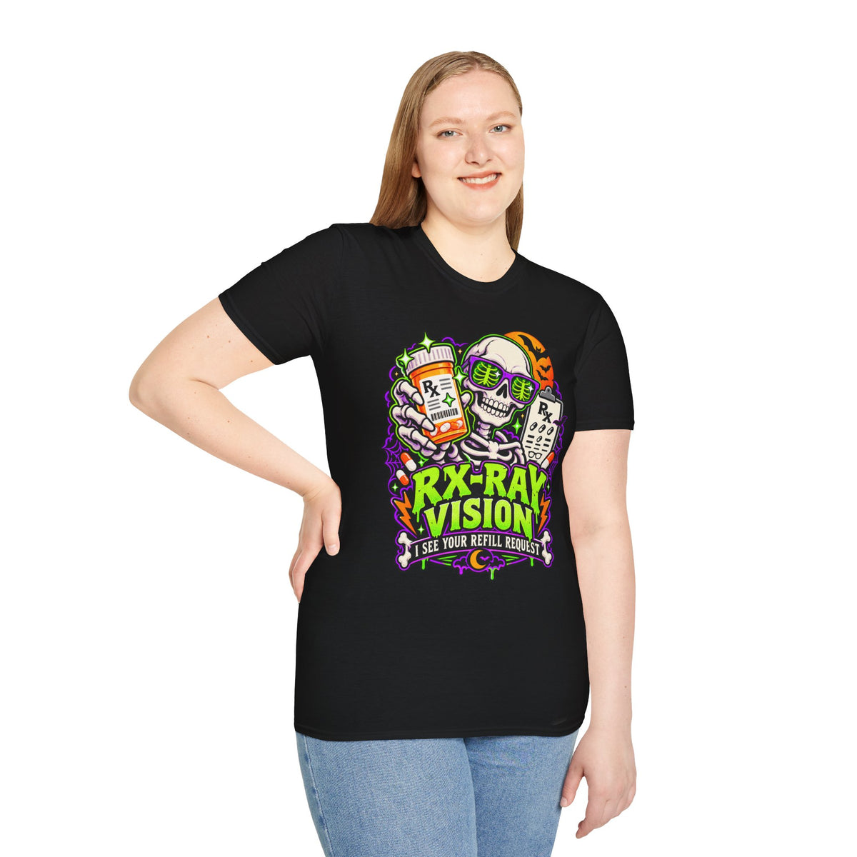 Rx-Ray Vision T-Shirt — Pharmacist Halloween Skull Prescription Tee