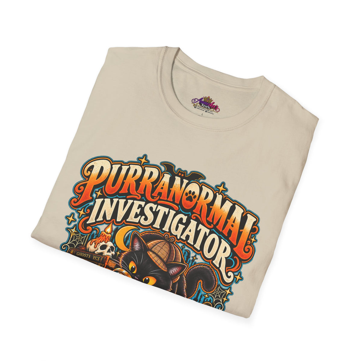 Purranormal Investigator T-Shirt — Funny Halloween Cat Tee (“I Knock Things Over for Evidence”)