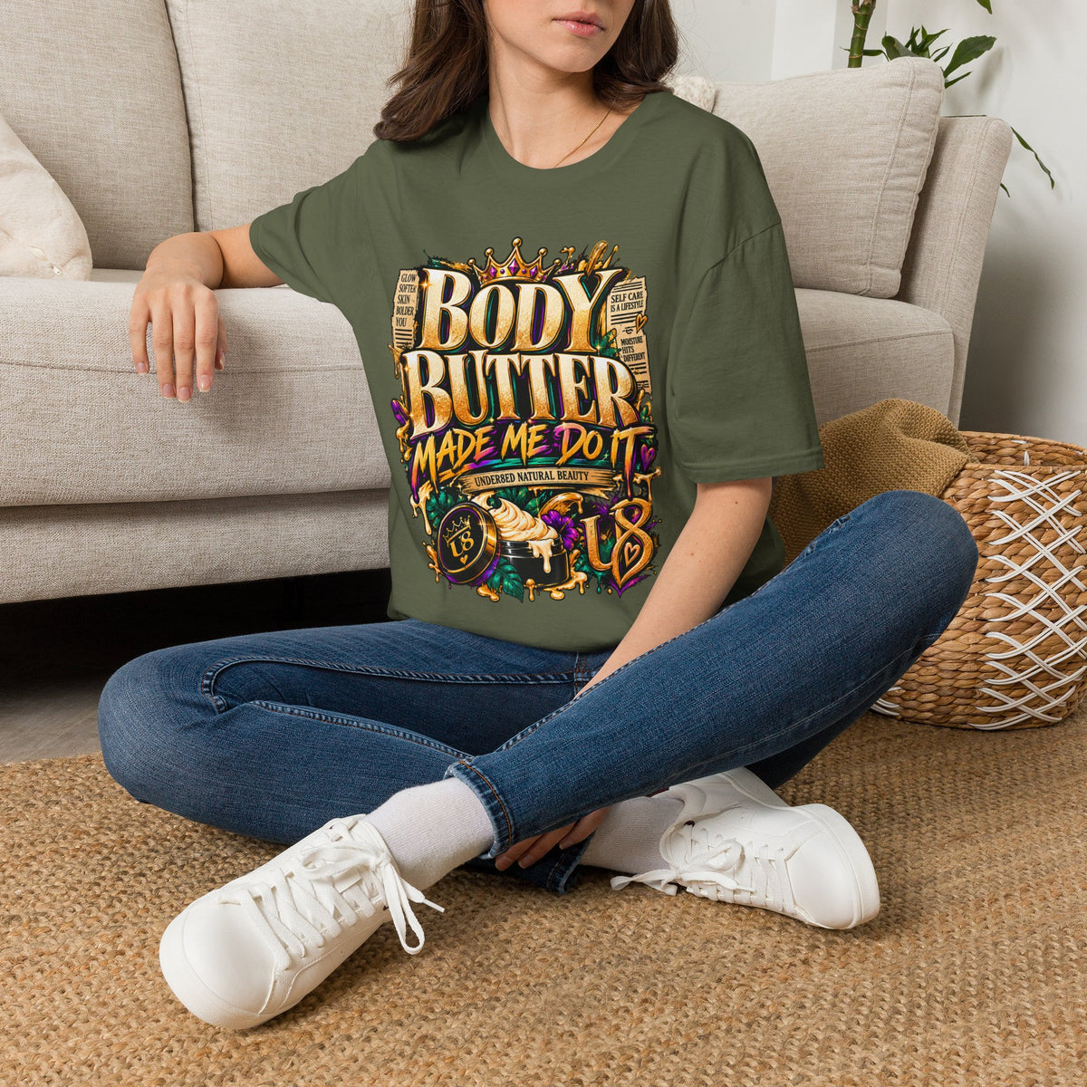 Body Butter Made Me Do It T-Shirt – Funny Skincare Graphic Tee