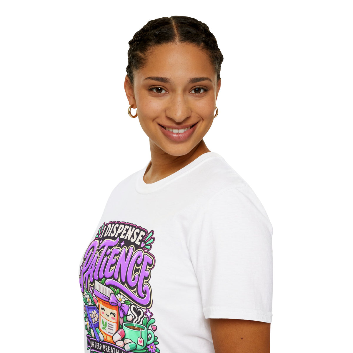 Patience Dispenser T-Shirt — “I Dispense Patience” Cute Pharmacy Cartoon Tee