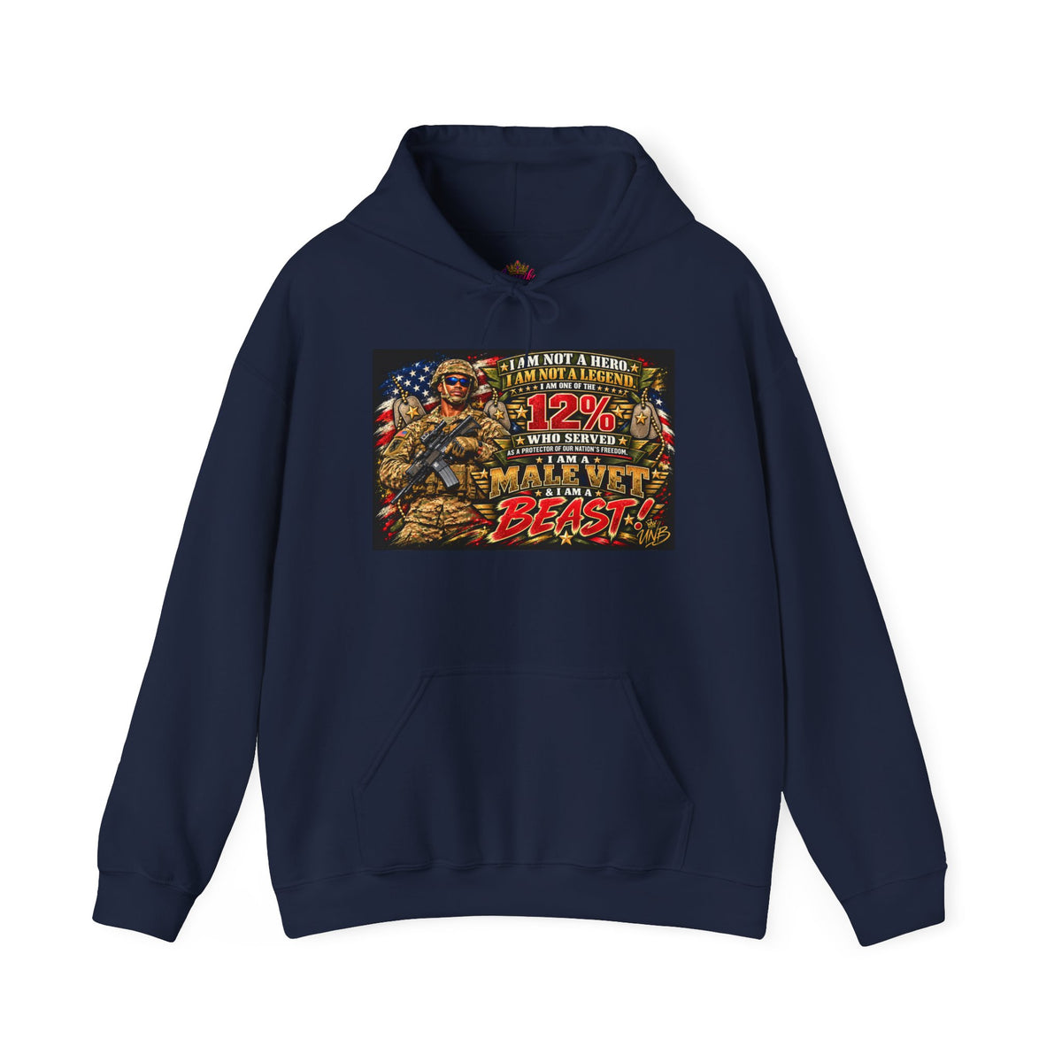 Black Veteran Beast Hoodie – Patriotic Military Graphic Pullover (The 12% Who Served)