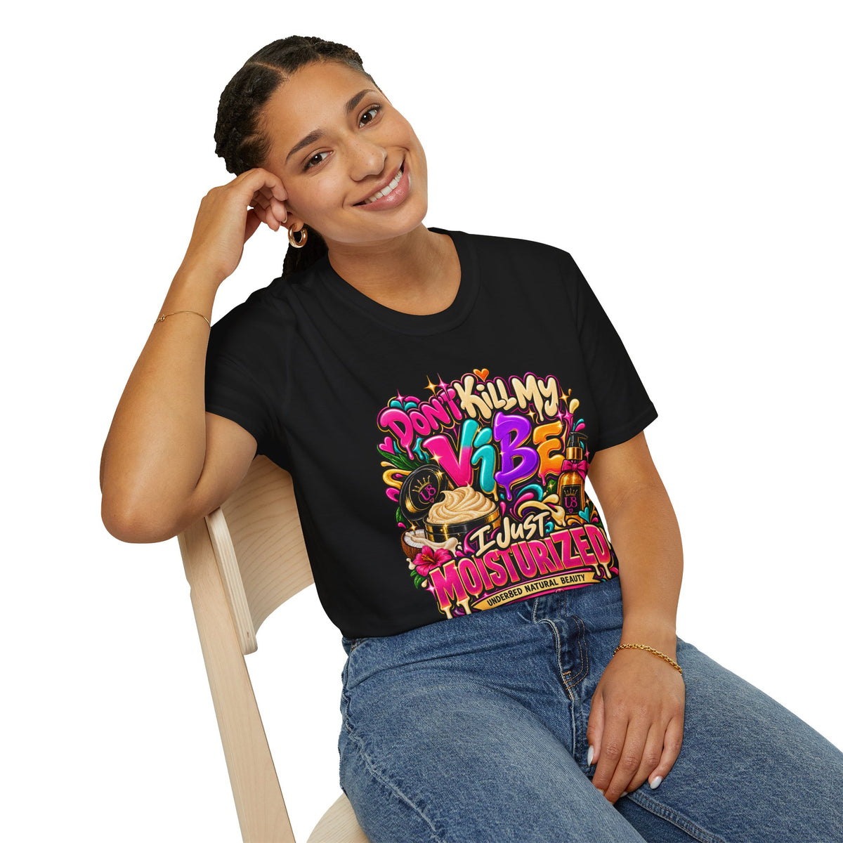 Don't Kill My Vibe I Just Moisturized T-Shirt — Good Skin Vibes Skincare Graphic Tee