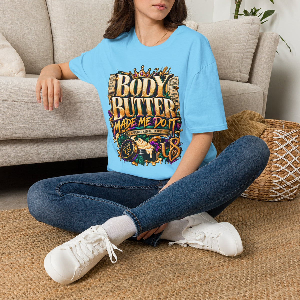 Body Butter Made Me Do It T-Shirt – Funny Skincare Graphic Tee