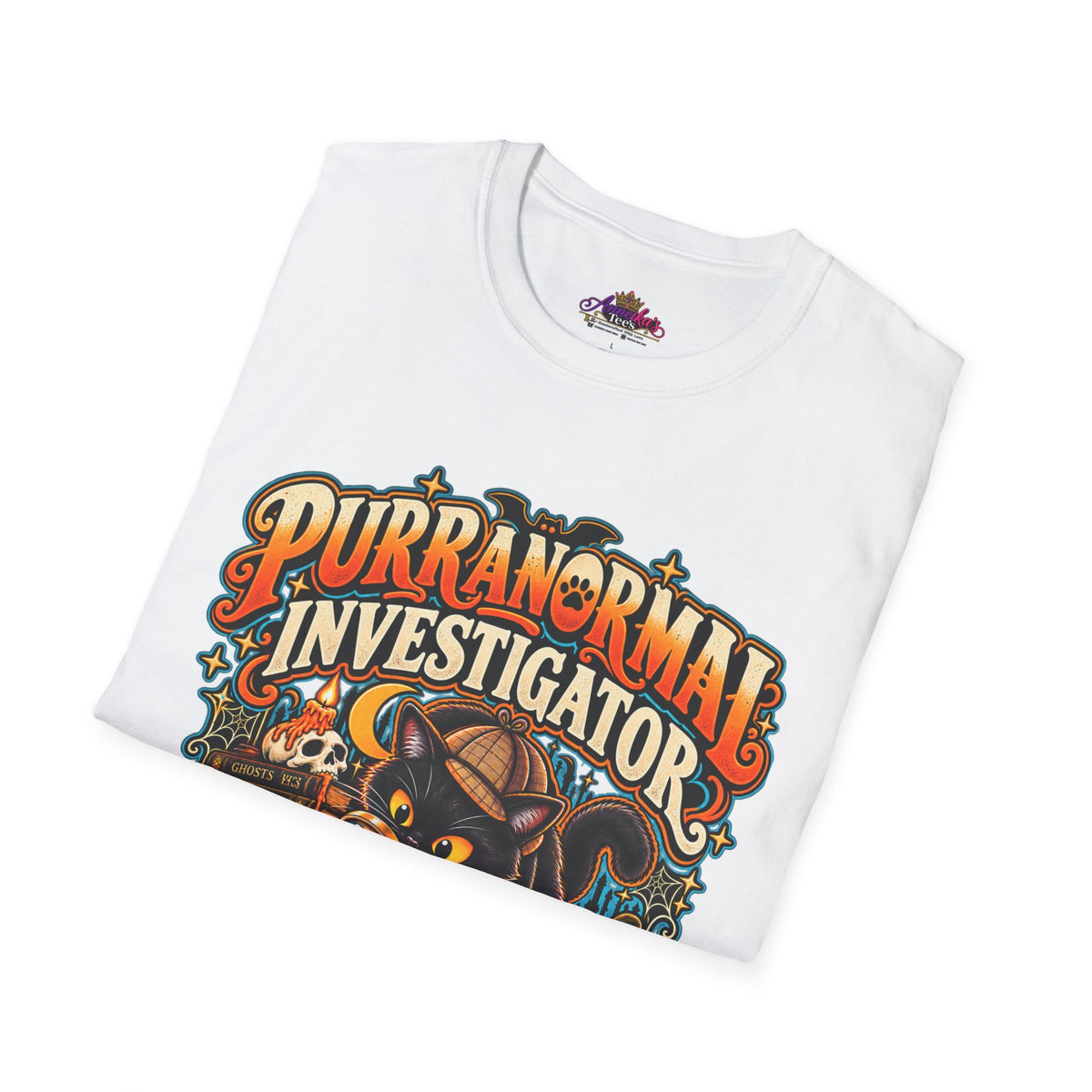 Purranormal Investigator T-Shirt — Funny Halloween Cat Tee (“I Knock Things Over for Evidence”)