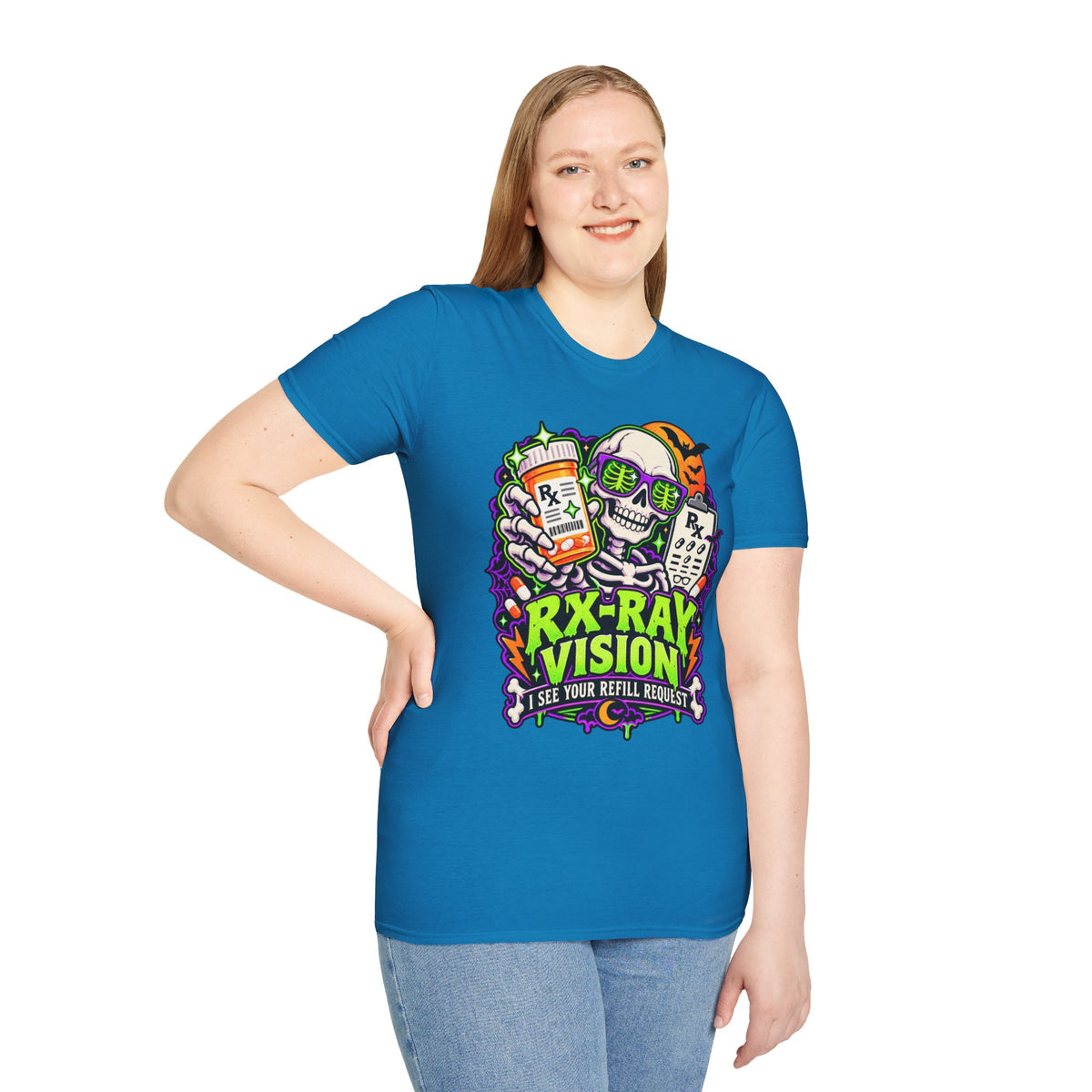 Rx-Ray Vision T-Shirt — Pharmacist Halloween Skull Prescription Tee