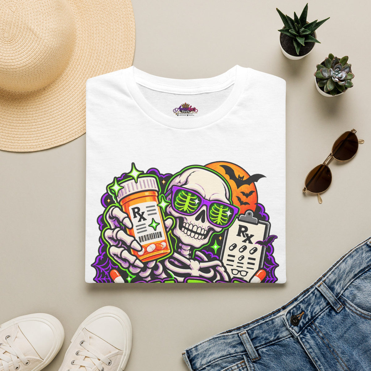 Rx-Ray Vision T-Shirt — Pharmacist Halloween Skull Prescription Tee