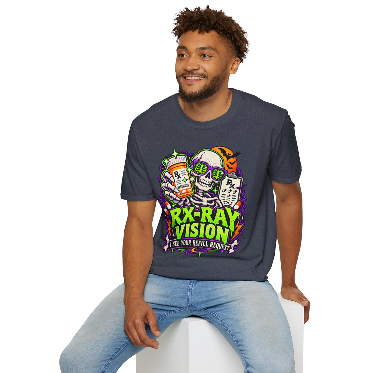 Rx-Ray Vision T-Shirt — Pharmacist Halloween Skull Prescription Tee