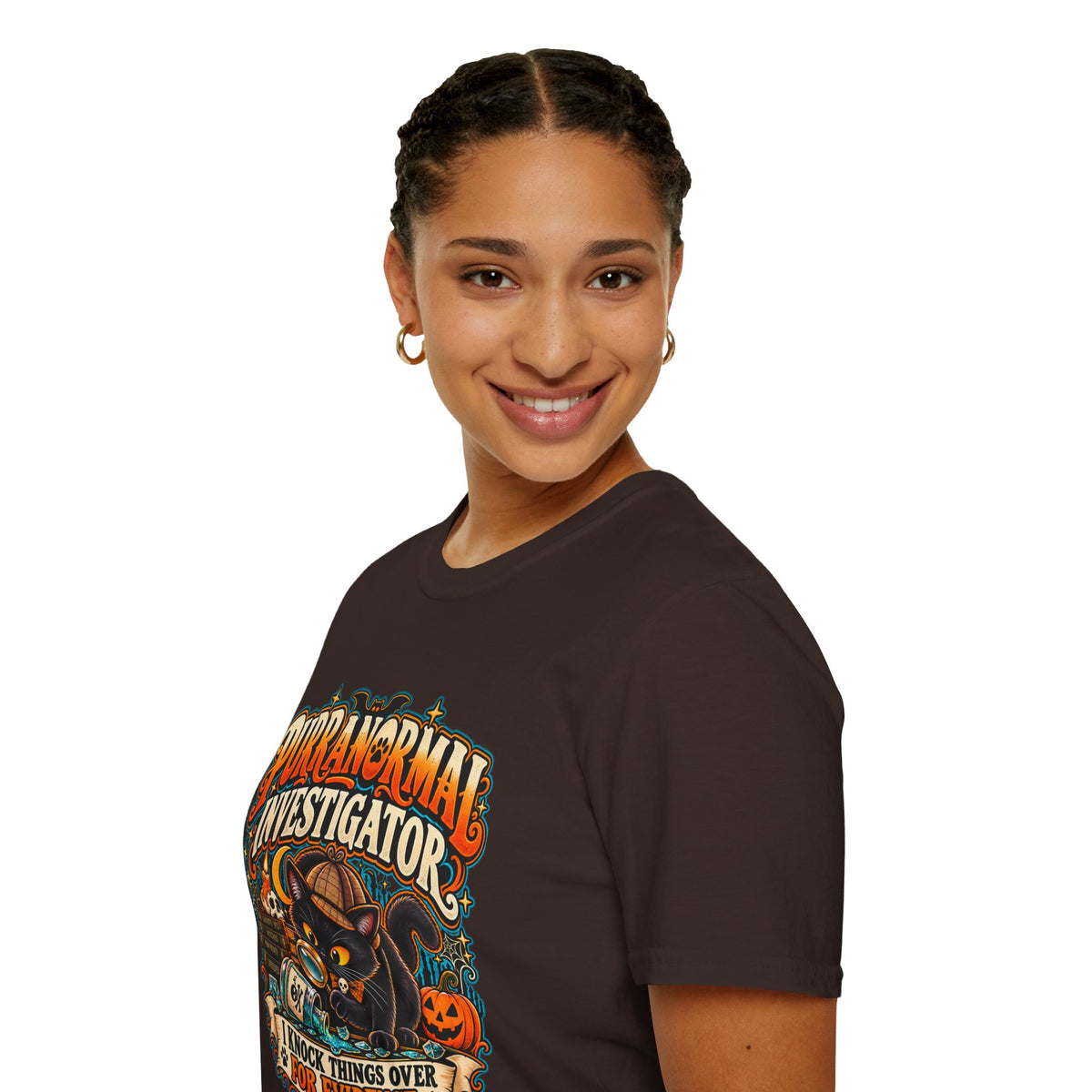 Purranormal Investigator T-Shirt — Funny Halloween Cat Tee (“I Knock Things Over for Evidence”)