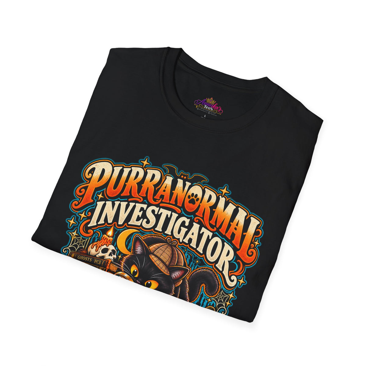 Purranormal Investigator T-Shirt — Funny Halloween Cat Tee (“I Knock Things Over for Evidence”)