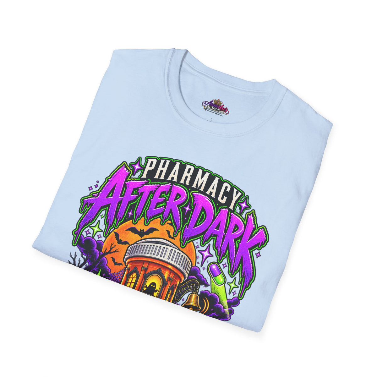 Pharmacy After Dark T-Shirt — 'The Refills Never Sleep' Halloween Pharmacy Tee