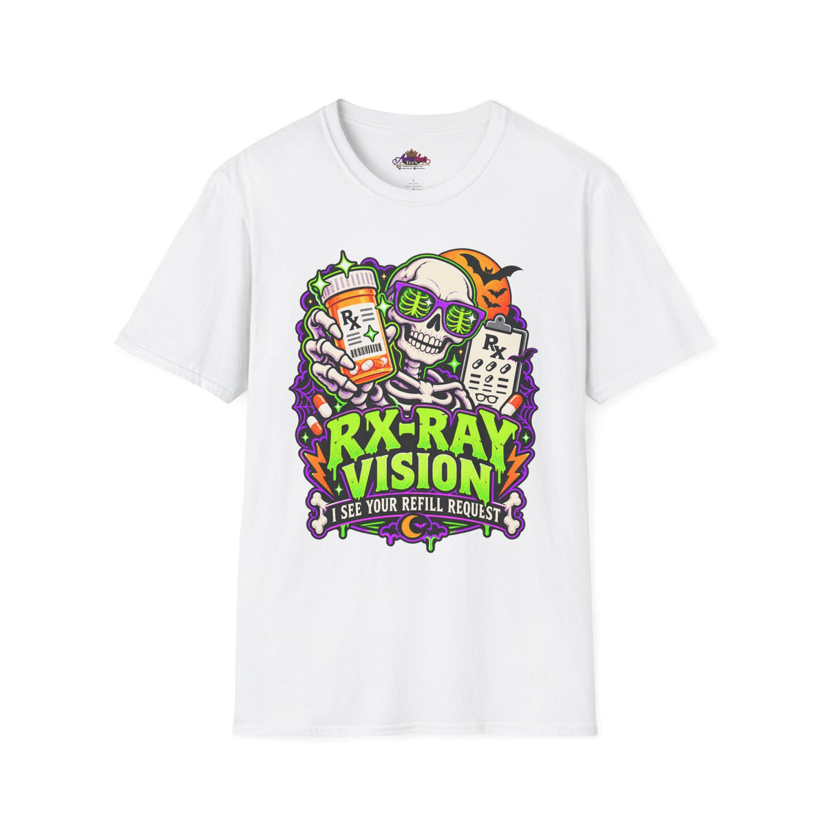 Rx-Ray Vision T-Shirt — Pharmacist Halloween Skull Prescription Tee
