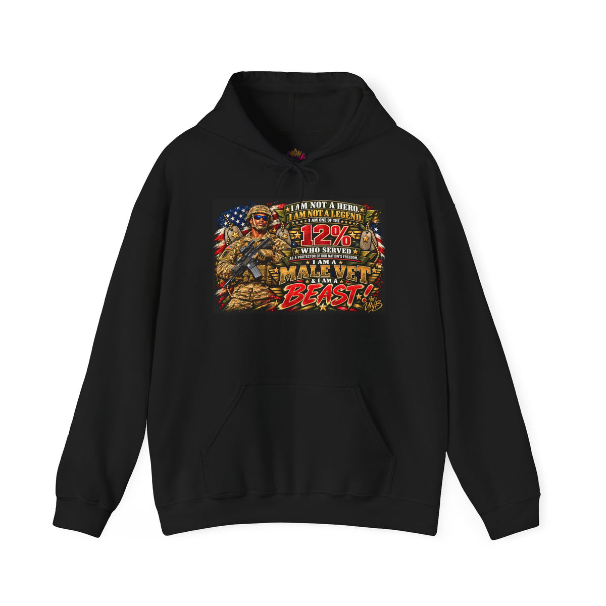 Black Veteran Beast Hoodie – Patriotic Military Graphic Pullover (The 12% Who Served)