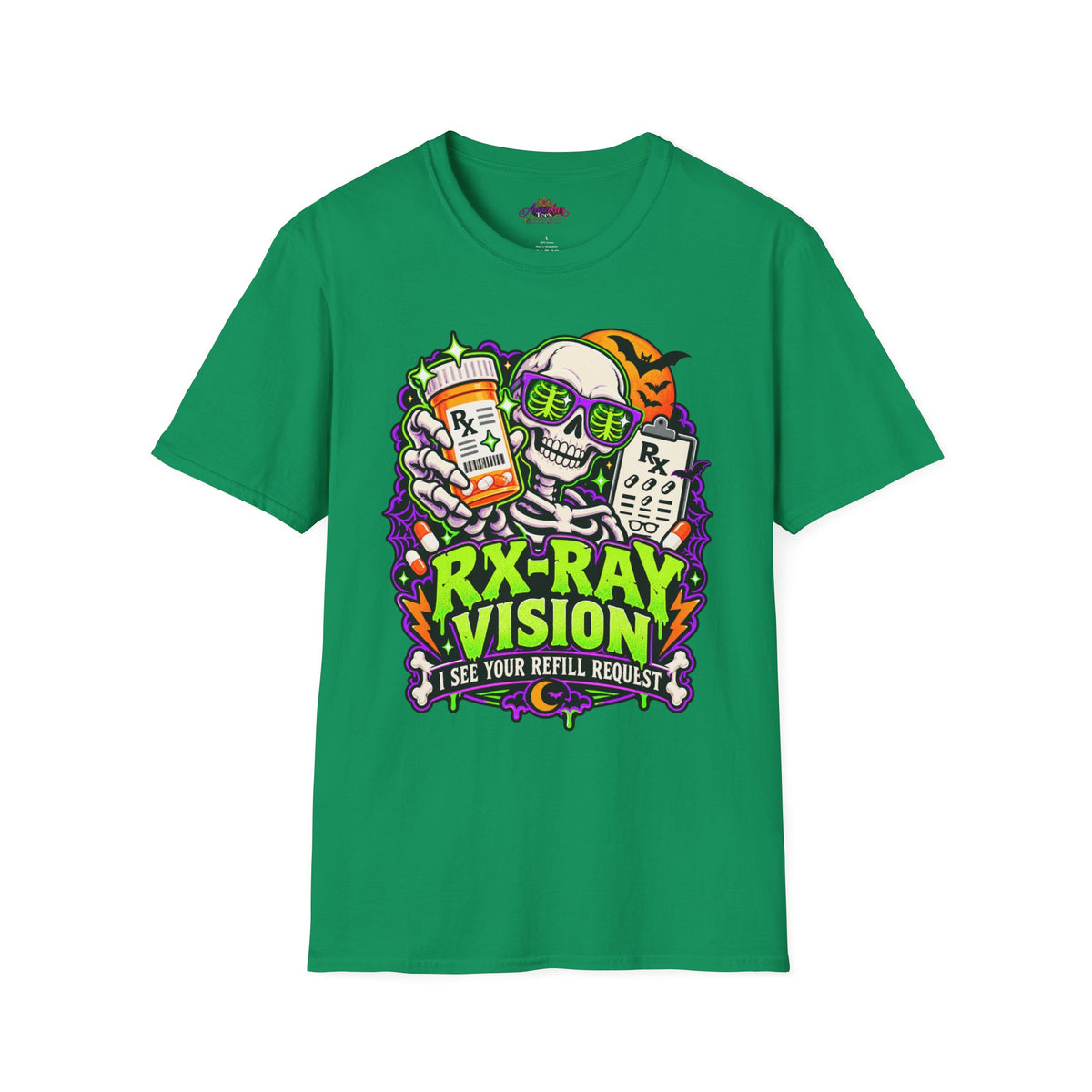 Rx-Ray Vision T-Shirt — Pharmacist Halloween Skull Prescription Tee