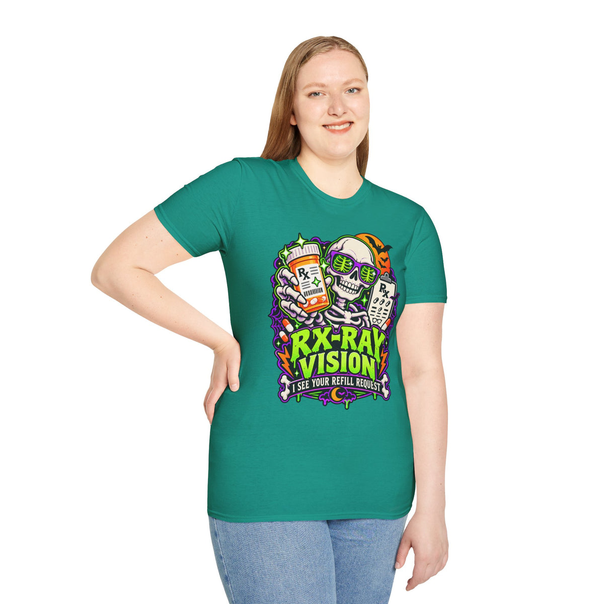 Rx-Ray Vision T-Shirt — Pharmacist Halloween Skull Prescription Tee