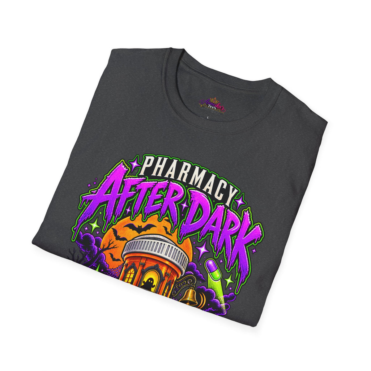 Pharmacy After Dark T-Shirt — 'The Refills Never Sleep' Halloween Pharmacy Tee