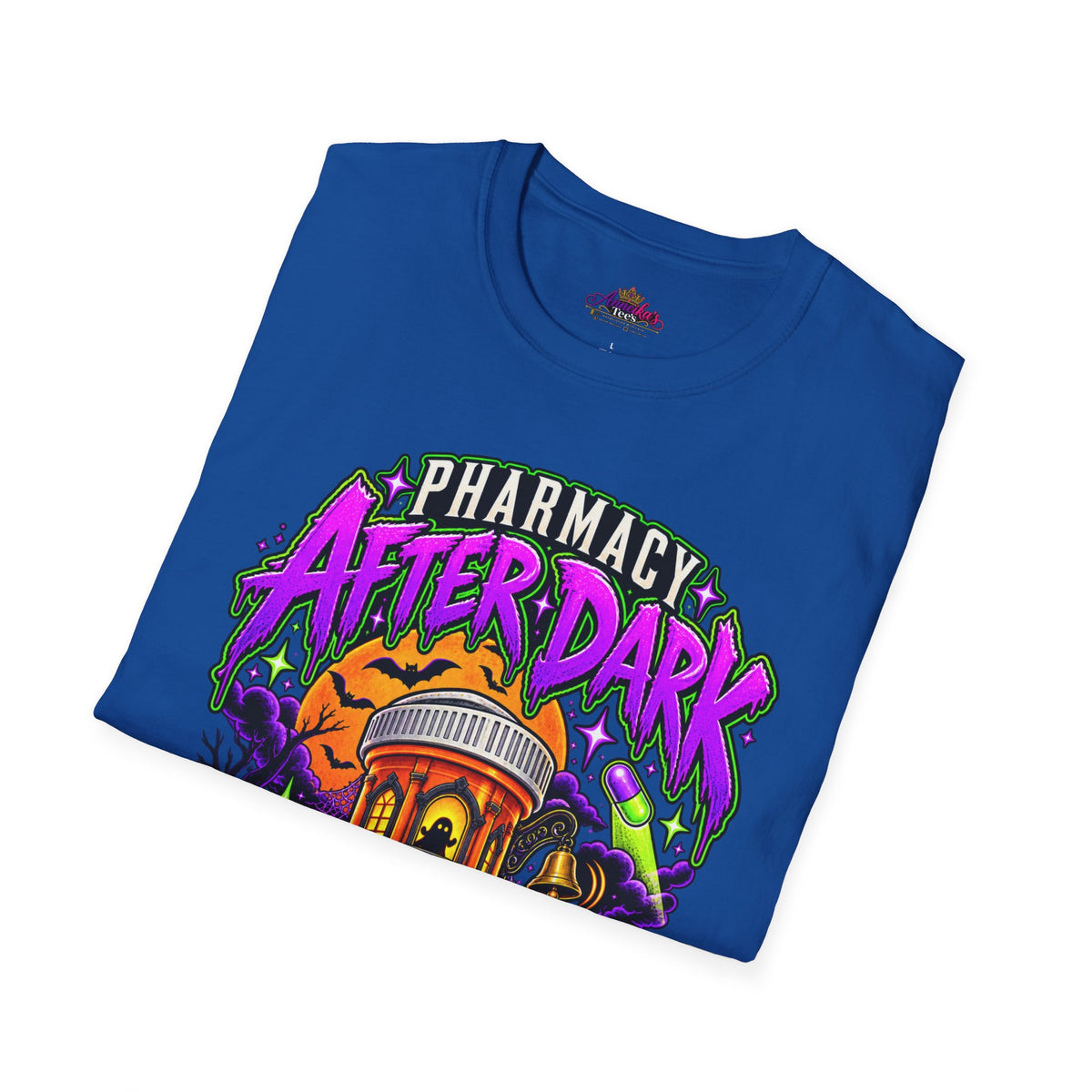 Pharmacy After Dark T-Shirt — 'The Refills Never Sleep' Halloween Pharmacy Tee